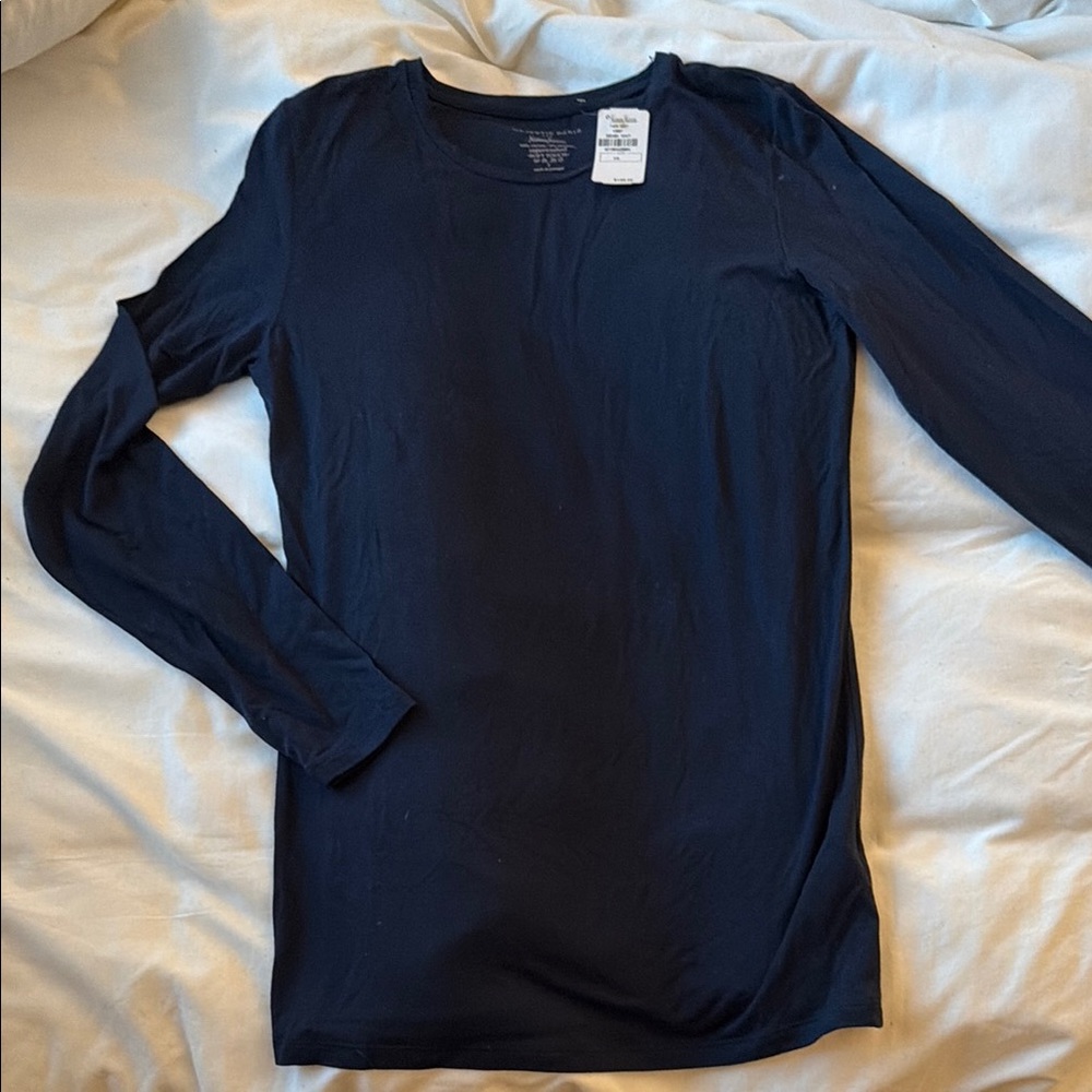 Neiman Marcus Majestic Paris Navy Long Sleeve Shirt